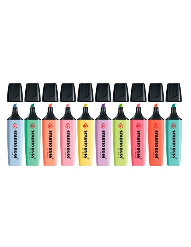 Rotulador stabilo boss fluorescente 70 pastel expositor de 45 unidades colores surtidos
