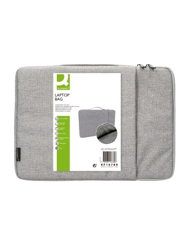 Funda para portatil q connect 133 con asa 1 bolsillo exterior con cremallera color gris 350x250x25 mm
