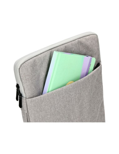 Funda para portatil q connect 133 con asa 1 bolsillo exterior con cremallera color gris 350x250x25 mm