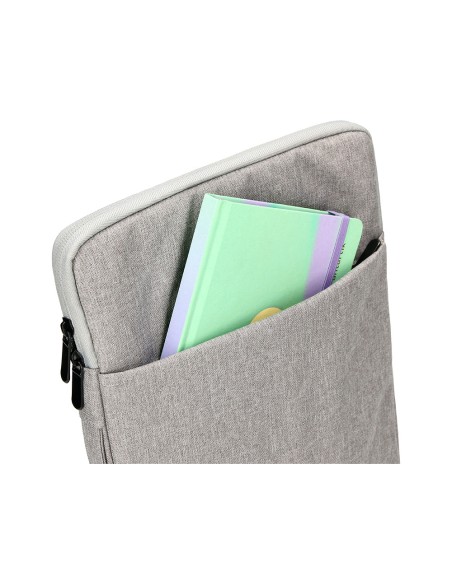 Funda para portatil q connect 133 con asa 1 bolsillo exterior con cremallera color gris 350x250x25 mm