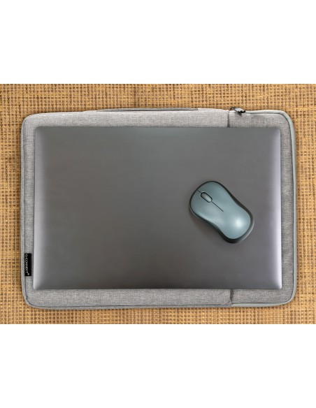 Funda para portatil q connect 133 con asa 1 bolsillo exterior con cremallera color gris 350x250x25 mm
