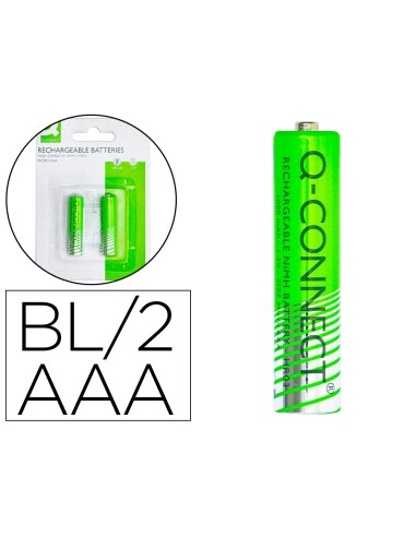 Pila q connect alcalina aaa recargable blister de 2 unidades