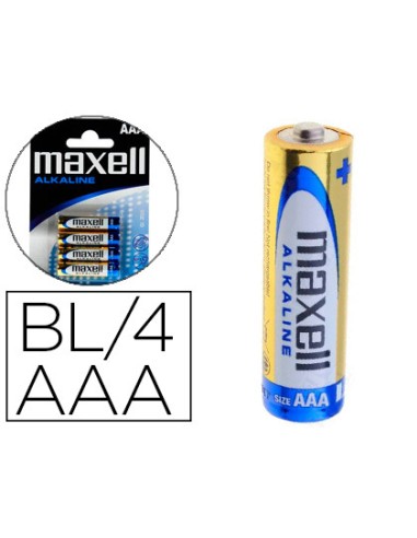Pila maxell alcalina 15 v tipo aaa lr03 blister de 4 unidades