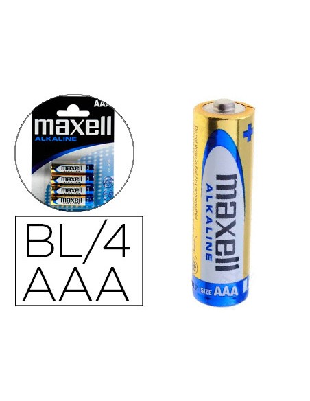 Pila maxell alcalina 15 v tipo aaa lr03 blister de 4 unidades