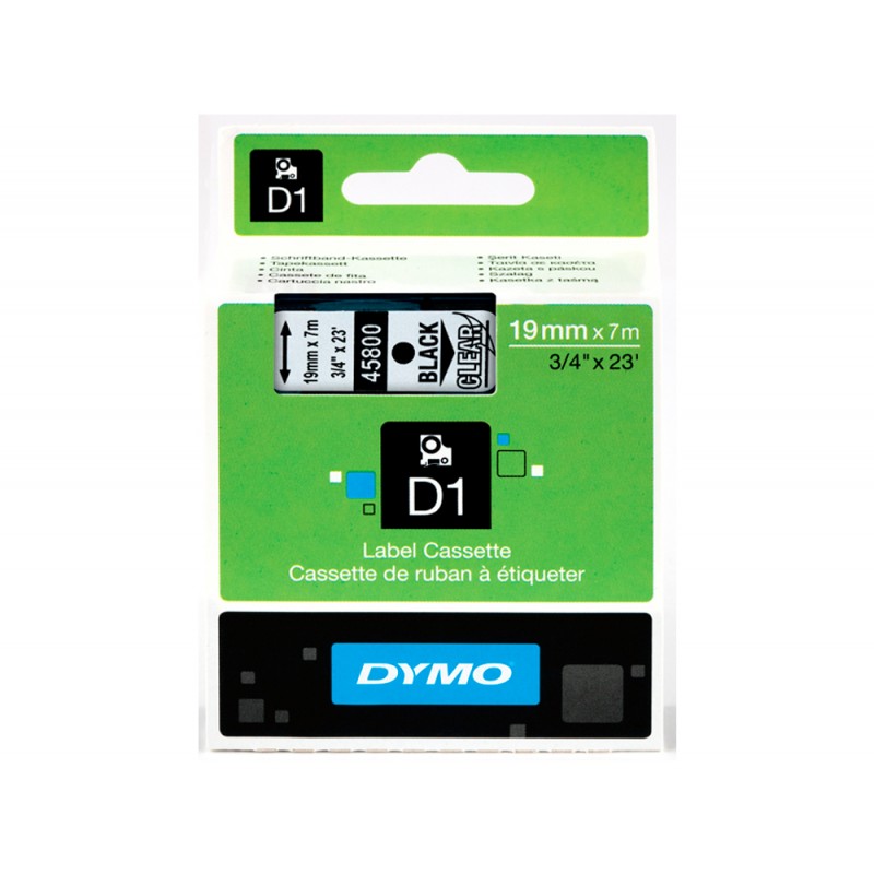 Cinta dymo negro transparente 19mm x 7 mt d1