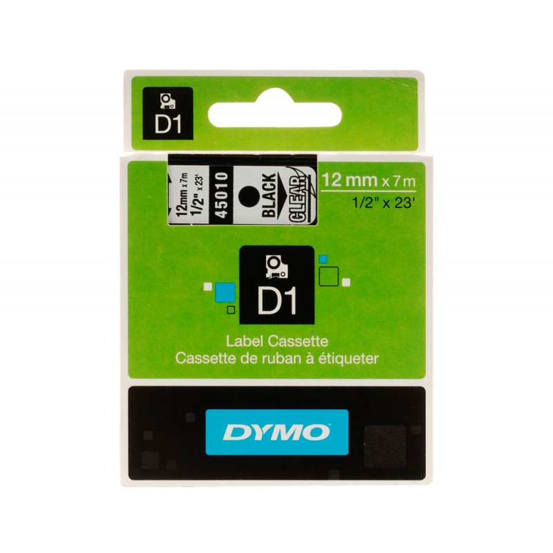 Cinta dymo negro transparente 12mm x7 mt d1