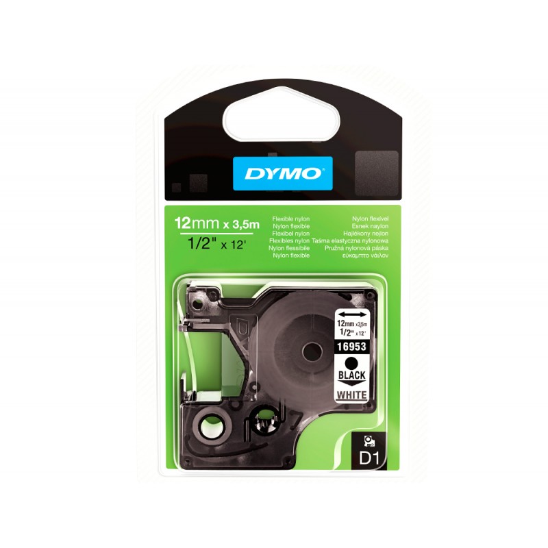 Cinta dymo negro blanco 12mm x35 mt d1 nylon