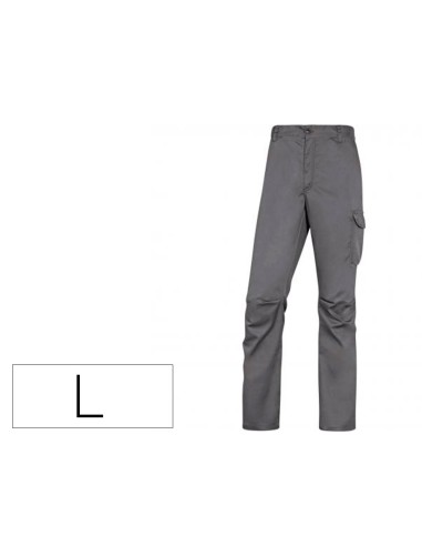 Pantalon de trabajo deltaplus cintura elastica 5 bolsillos color gris negro talla l