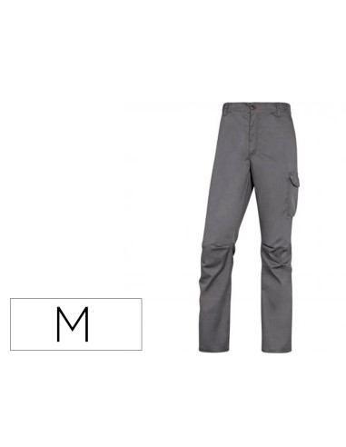 Pantalon de trabajo deltaplus cintura elastica 5 bolsillos color gris negro talla m