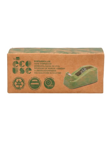 Portarrollo sobremesa liderpapel ecouse 100 plastico reciclado para cinta de 33 mt color verde