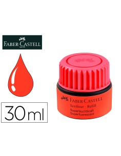 Tinta rotulador faber castell textliner fluorescente 1549 con sistema capilar color rojo frasco de 30 ml
