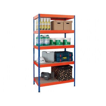 Estanteria metalica ar storage 180x90x45 cm 5 estantes 200kg por estante bandejas de maderasin tornillos azul naranja