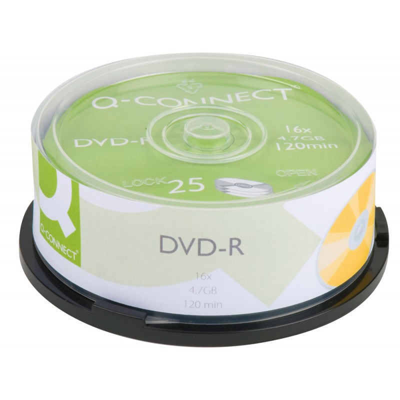 Dvd r q connect capacidad 47gb duracion 120min velocidad 16x bote de 25 unidades