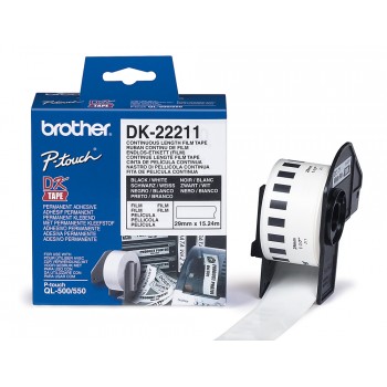 Etiqueta brother dk22211 cinta plastica continua adhesiva blanca 29mmx1524mts