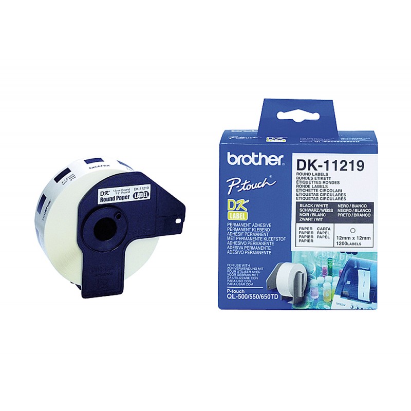 Etiqueta brother dk11219 para impresoras de etiquetas ql circulares 12 mm 800 etiquetas 