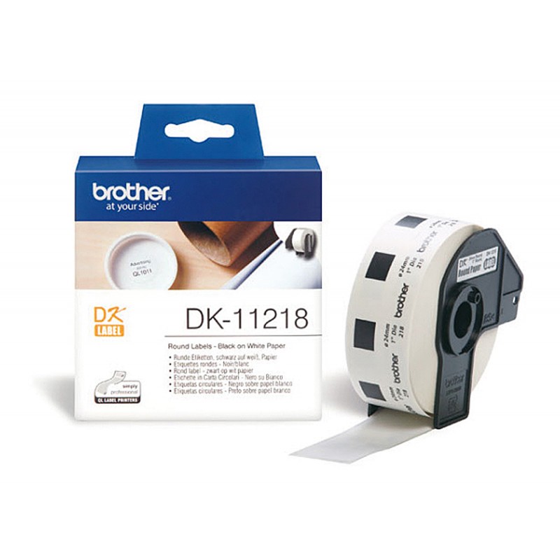 Etiqueta brother dk11218 para impresoras ql circulares 24 mm 1000 etiquetas 