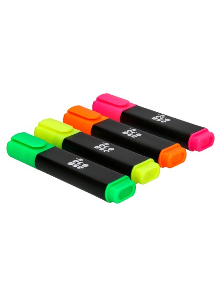 Rotulador liderpapel ecouse fluorescente fabricado con 68 plastico reciclado caja de 4 unidades colores surtidos