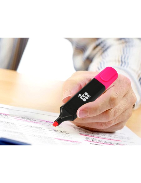 Rotulador liderpapel ecouse fluorescente fabricado con 68 plastico reciclado caja de 4 unidades colores surtidos