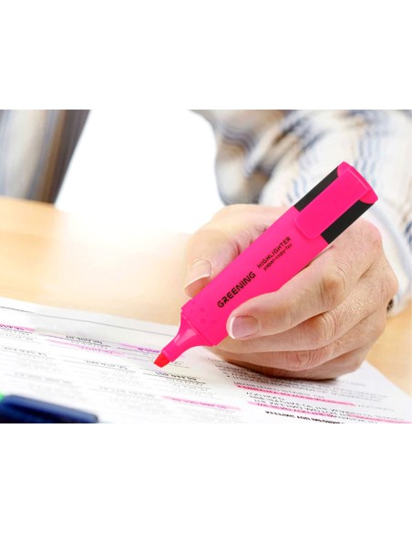 Rotulador greening fluorescente punta biselada rosa