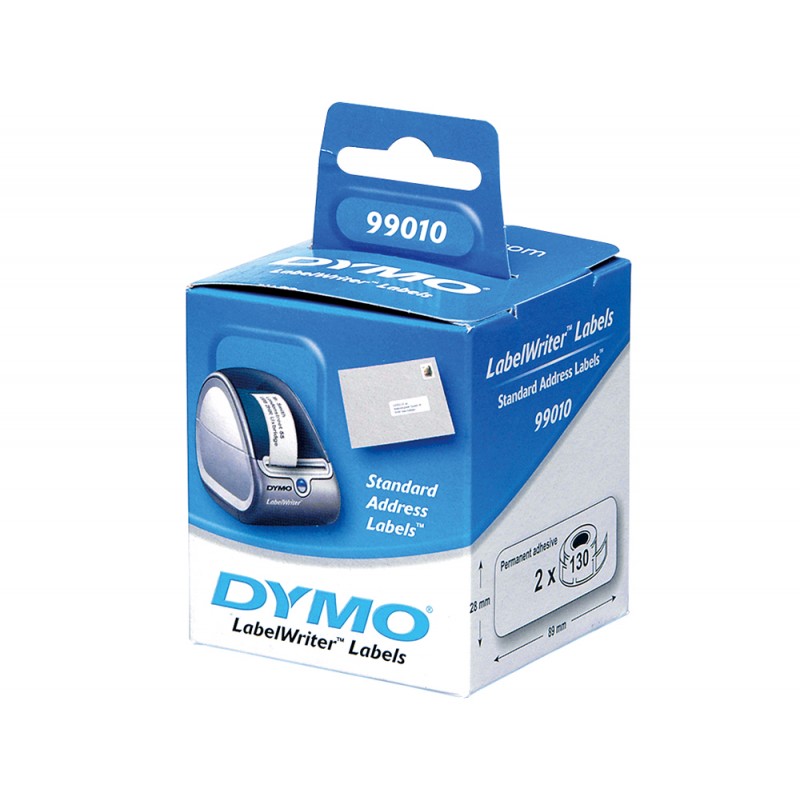 Etiqueta adhesiva dymo 99010 tamano 89x28 mm para impresora 400 130 etiquetas uso direcciones caja de 2