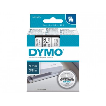 Cinta dymo negro transparente 9mm x 7mt d1