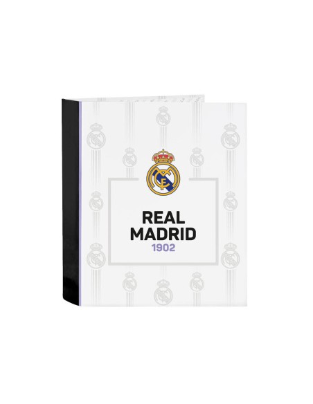 Carpeta carton folio 4 anillas lomo ancho real madrid 1 equipacion 22 23 270x60x330 mm
