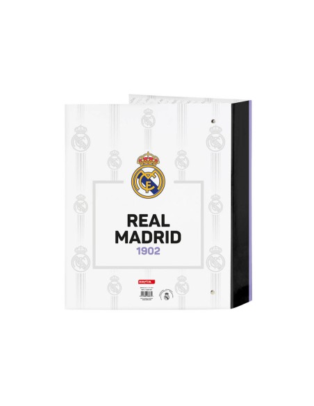 Carpeta carton folio 4 anillas lomo ancho real madrid 1 equipacion 22 23 270x60x330 mm