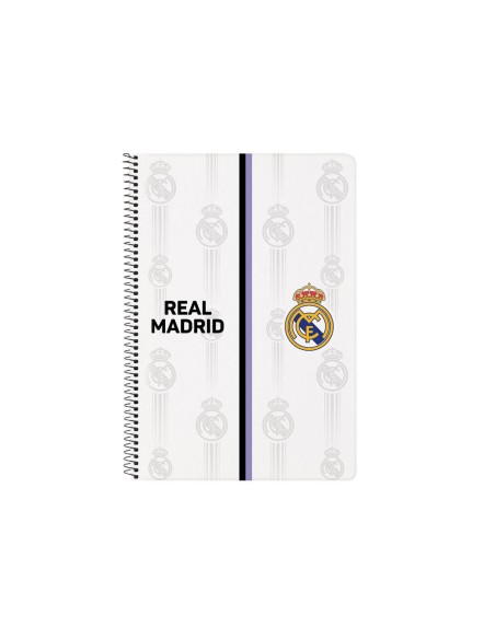 Cuaderno espiral safta folio 80 h 60 gr cuadro 4 mm tapa extradura real madrid 1 equipacion 22 23
