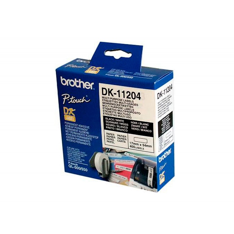 Etiqueta adhesiva brother dk11204 tamano 17x54 mm para impresoras de etiquetas ql 400 etiquetas 