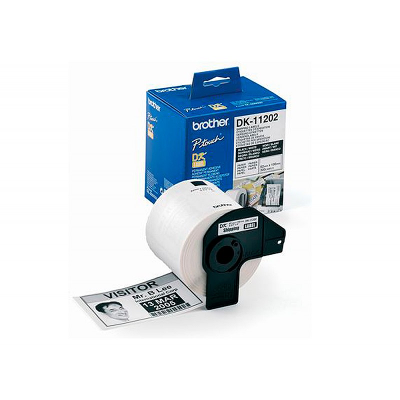 Etiqueta adhesiva brother dk11202 tamano 62x100 mm para impresoras de etiquetas ql 300 etiquetas 