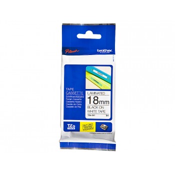 Cinta brother tze 241 blanco negro 18mm longitud 8 mt