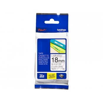 Cinta brother tze 141 transparente negro 18mm longitud 8 mt