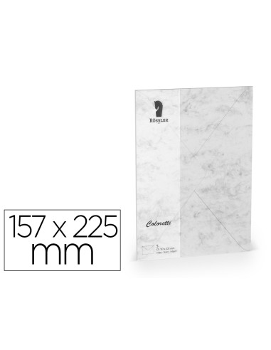 Sobre rossler coloretti c5 color marmol gris 157x225 mm pack de 5 unidades