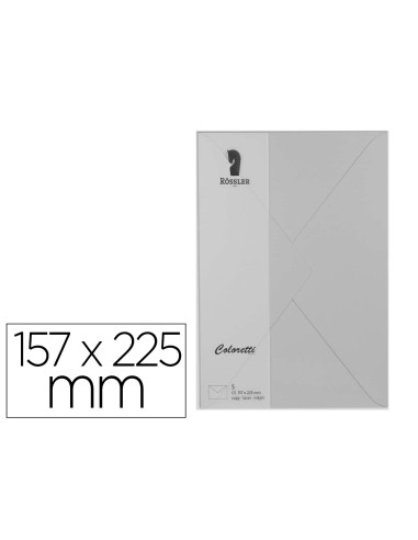 Sobre rossler coloretti c5 color gris claro 157x225 mm pack de 5 unidades
