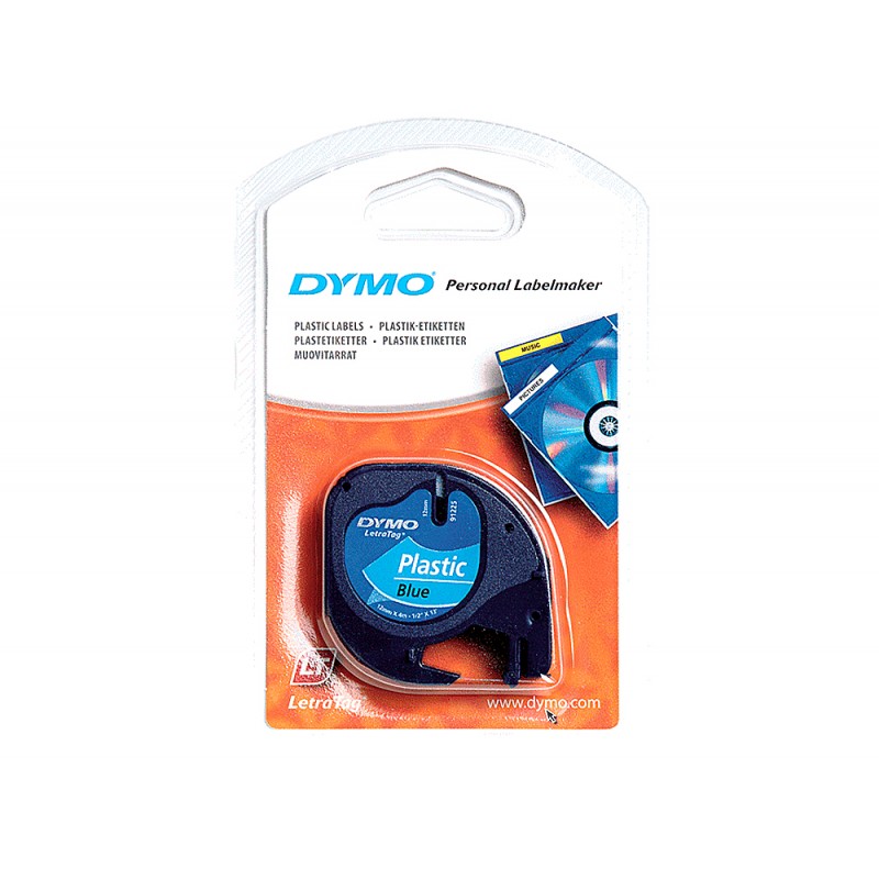 Cinta dymo 12mmx4mt negro ultra azul para maquina letratag