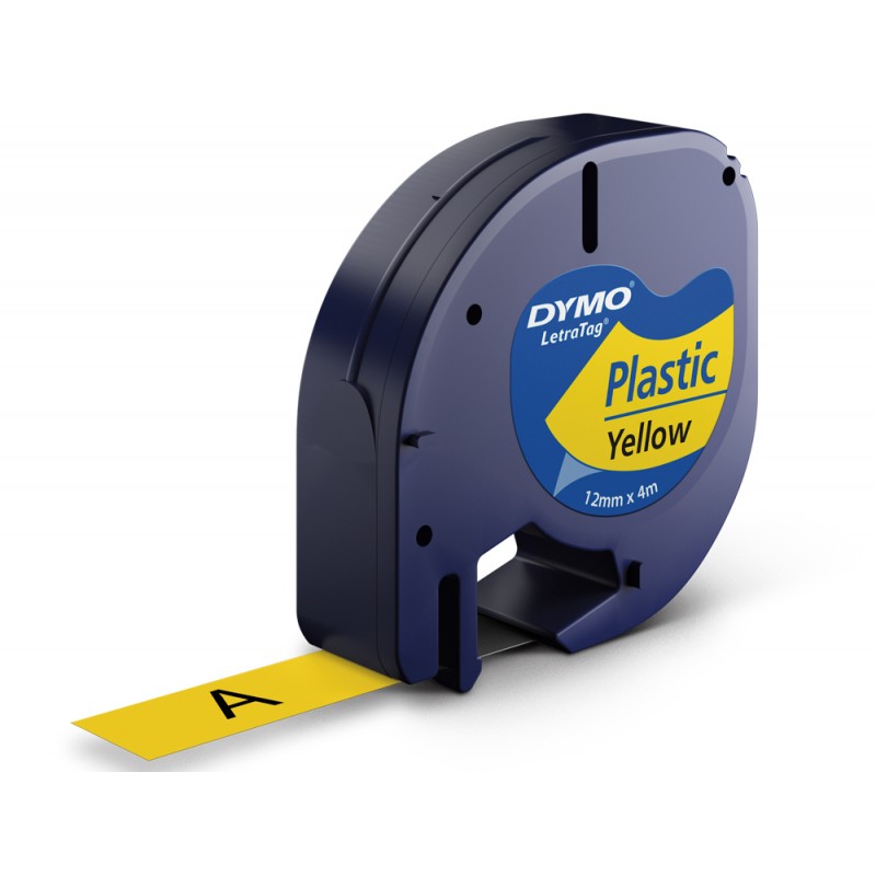 Cinta dymo 12mmx4mt negro hiperamarillo para maquina letratag