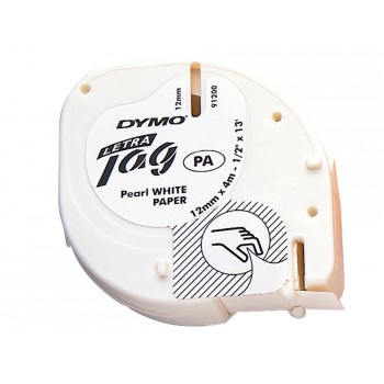 Cinta dymo papel 12mmx4mt negro blanco para letratag