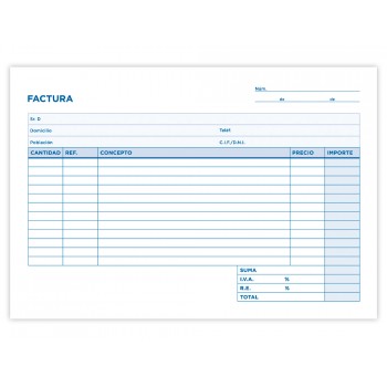 Talonario liderpapel facturas cuarto original y 2 copias t318 apaisado con iva