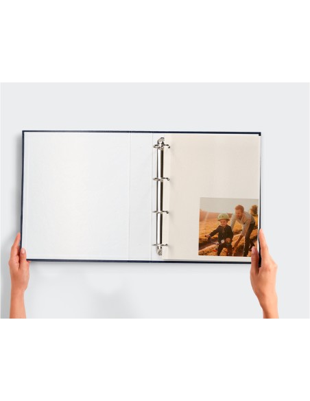 Album de fotos liderpapel anillas serie classic con 20 hojas autoadhesivas color azul