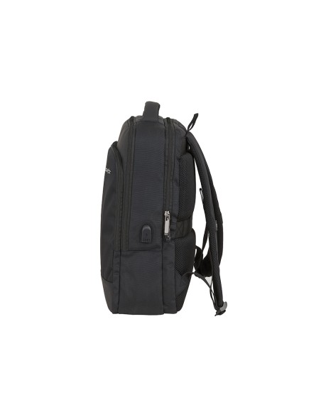 Mochila para portatil antartik 156 con asa y 3 bolsillos exteriores adaptable a maleta color negro 290x440x150 mm