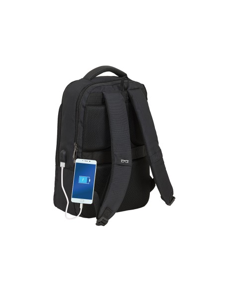 Mochila para portatil antartik 156 con asa y 3 bolsillos exteriores adaptable a maleta color negro 290x440x150 mm