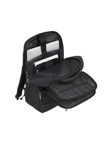 Mochila para portatil antartik 156 con asa y 3 bolsillos exteriores adaptable a maleta color negro 290x440x150 mm