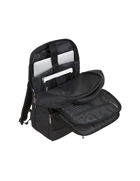 Mochila para portatil antartik 156 con asa y 3 bolsillos exteriores adaptable a maleta color negro 290x440x150 mm