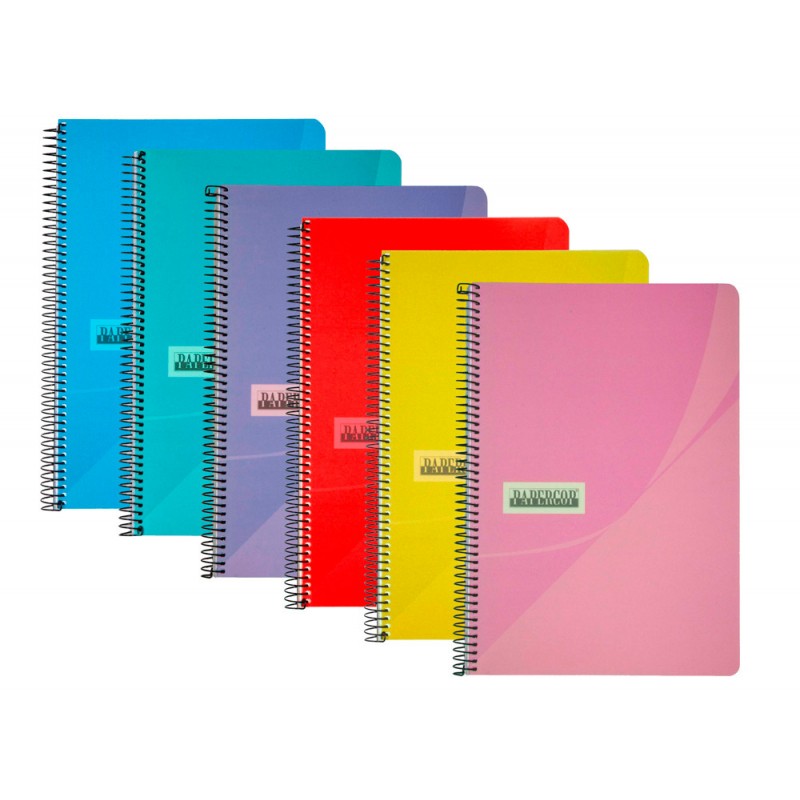 Cuaderno espiral papercop folio tapa plastico 80h 90 gr rayado n 46 colores surtidos