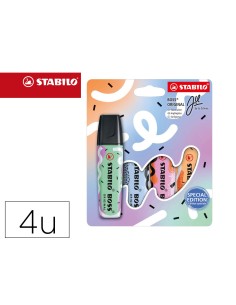 Rotulador stabilo boss fluorescente original pastel by ju schnee estuche de 4 colores surtidos