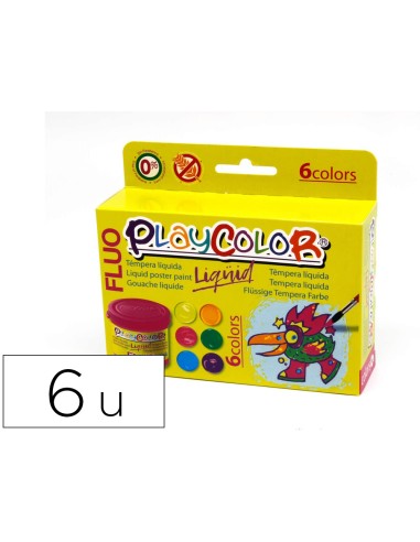 Tempera liquida playcolor liquid fluo 40 ml caja 6 unidades colores surtidos