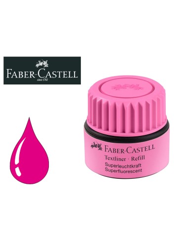 Tinta rotulador faber castell textliner fluorescente 1549 con sistema capilar color rosa frasco de 30 ml