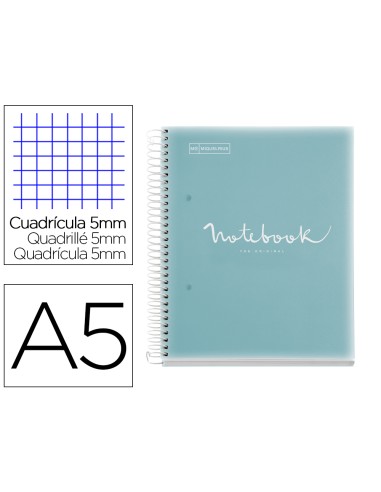 Cuaderno espiral miquelrius notebook 5 emotions tapa polipropileno din a5 microperforado 120 hojas