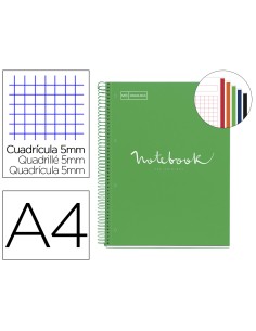 Cuaderno espiral miquelrius notebook 5 emotions tapa forrada din a4 microperforado 120 hojas 90g m2 cuadro 5 mm
