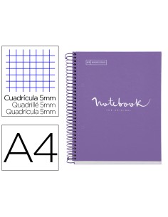 Cuaderno espiral miquelrius notebook 5 emotions tapa forrada din a4 microperforado 120 hojas 90g m2 cuadro 5 mm